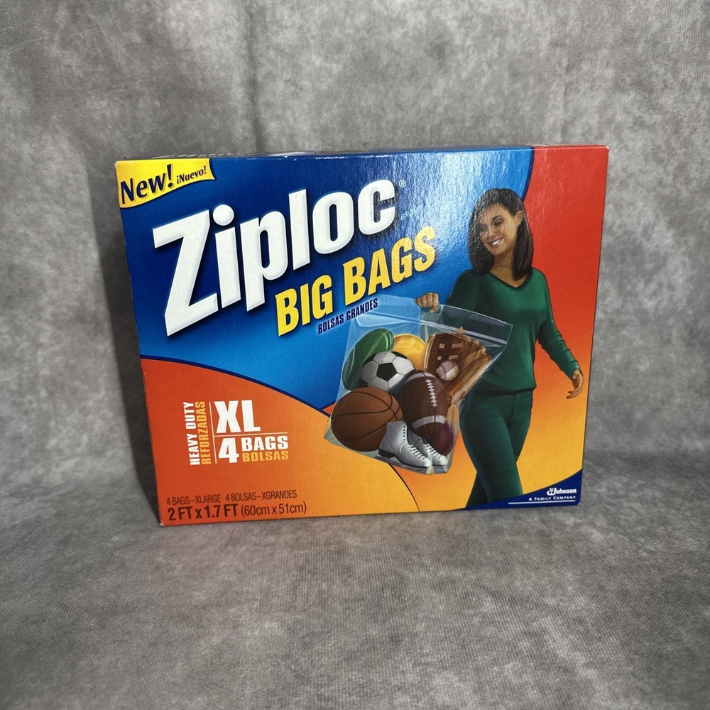 Ziploc Big Bag XL (4 Bags) Stand‎ N Fill 10 gallon Size 2ft x 1.7 ft New